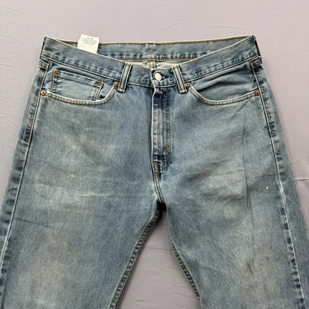 Levis 505 Regular Fit Straight Leg‎ Jeans Light Wash Blue Denim 34x36 Mens